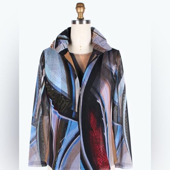 New Damee Art Abstract mesh full zipper jacket only Size XL